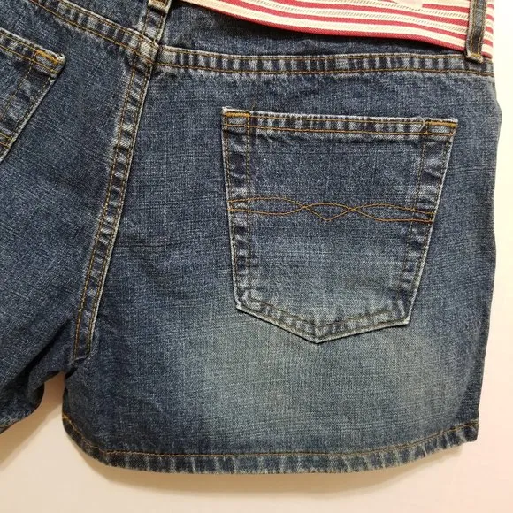 LEI shorts 13 NWT removable striped fabric belt denim jean shortie VINTAGE Y2K