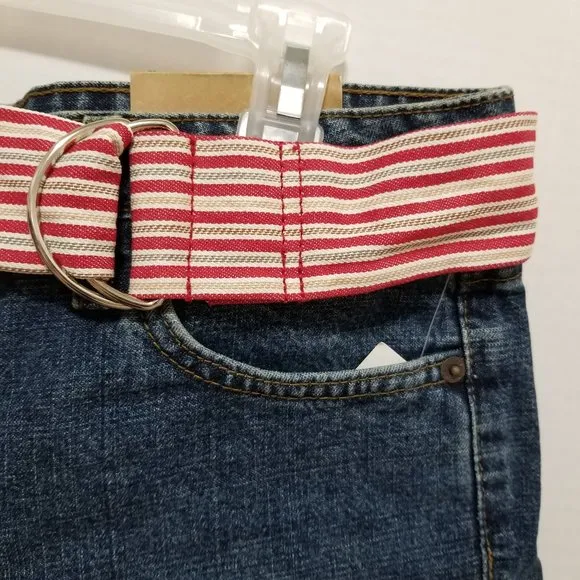 LEI shorts 13 NWT removable striped fabric belt denim jean shortie VINTAGE Y2K