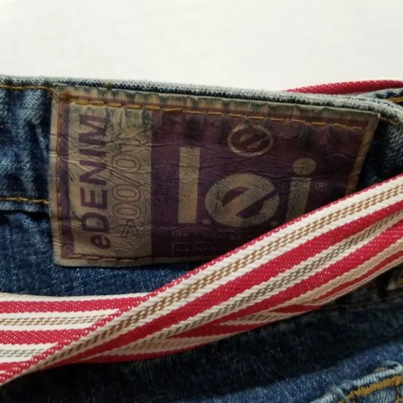 LEI shorts 13 NWT removable striped fabric belt denim jean shortie VINTAGE Y2K