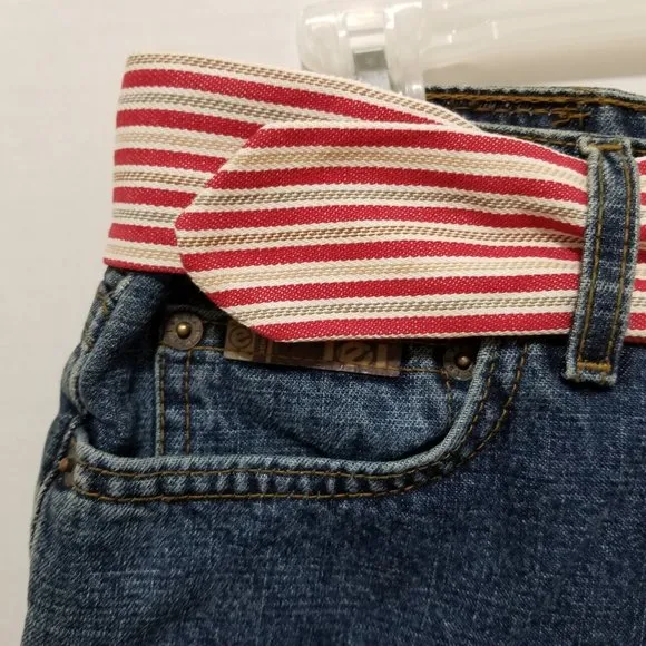 LEI shorts 13 NWT removable striped fabric belt denim jean shortie VINTAGE Y2K