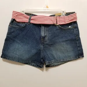 LEI shorts 13 NWT removable striped fabric belt denim jean shortie VINTAGE Y2K