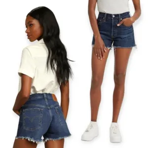 Levi's 501 High-Rise Dark Wash Cut Off Shorts Size 31 inch Waist