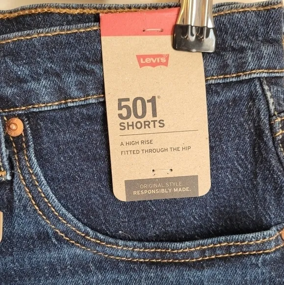Levi's 501 High-Rise Dark Wash Cut Off Shorts Size 31 inch Waist