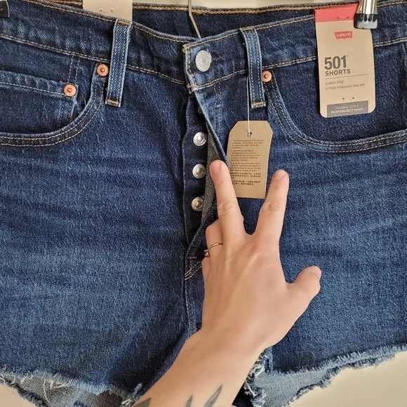 Levi's 501 High-Rise Dark Wash Cut Off Shorts Size 31 inch Waist