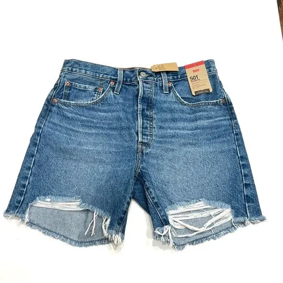 Levis 501 Women Mid Thigh Button Fly High Rise NWT sz 30