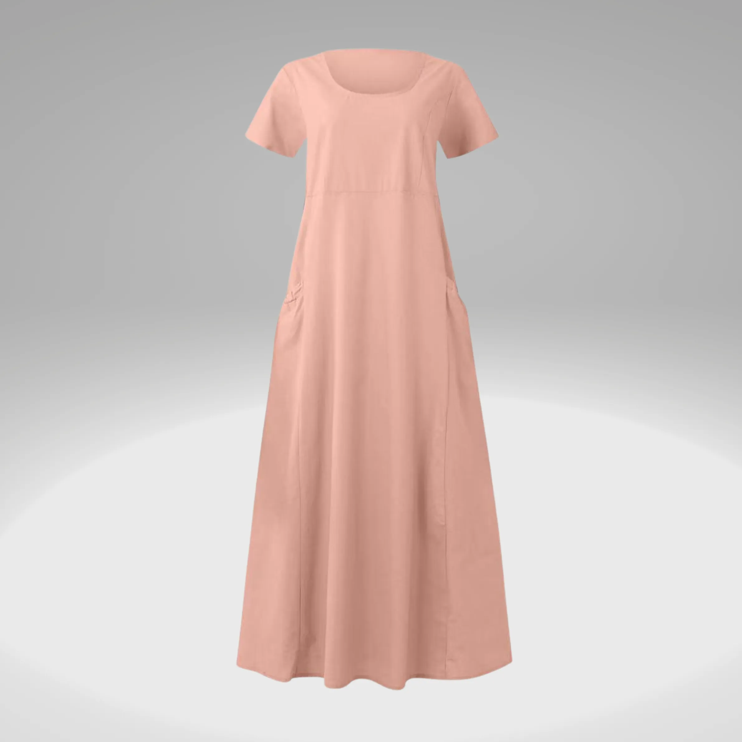 Levy - Plain dress with loose pockets, made of cotton and linen