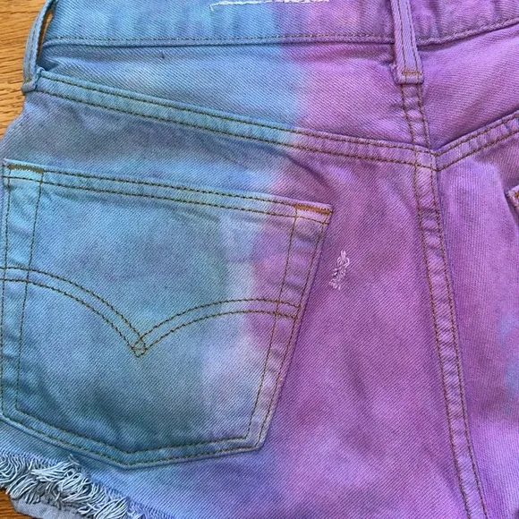LF Vintage Tye Dye Distressed Denim Shorts