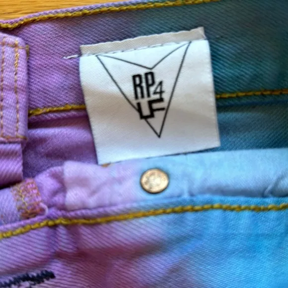 LF Vintage Tye Dye Distressed Denim Shorts