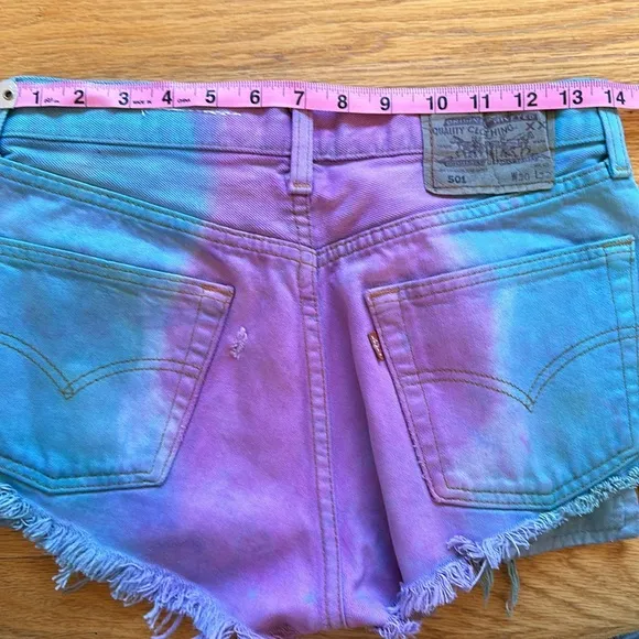 LF Vintage Tye Dye Distressed Denim Shorts