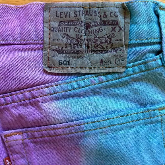 LF Vintage Tye Dye Distressed Denim Shorts
