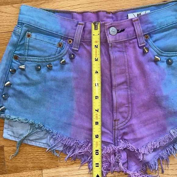LF Vintage Tye Dye Distressed Denim Shorts