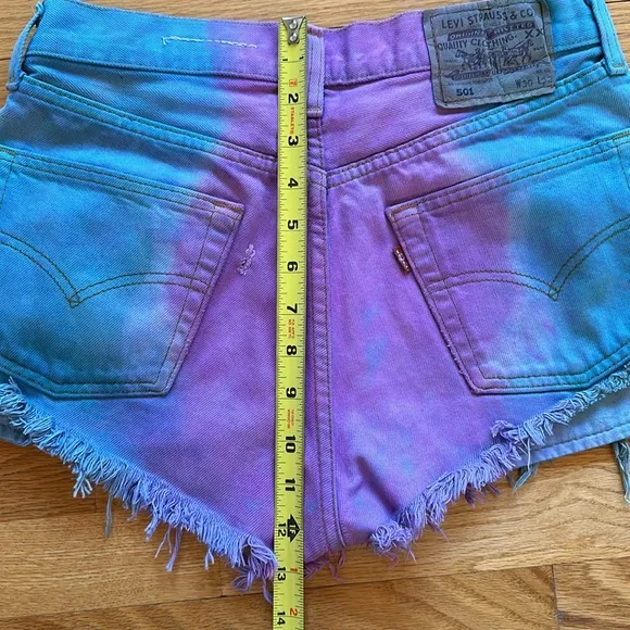 LF Vintage Tye Dye Distressed Denim Shorts