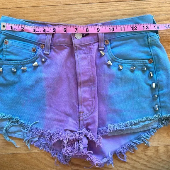 LF Vintage Tye Dye Distressed Denim Shorts