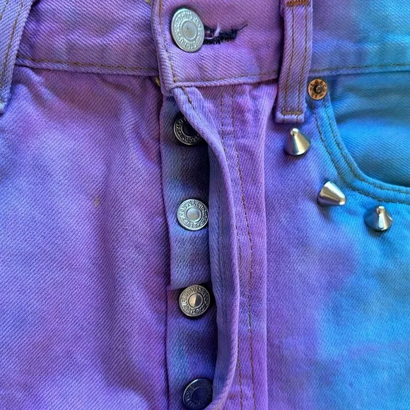 LF Vintage Tye Dye Distressed Denim Shorts