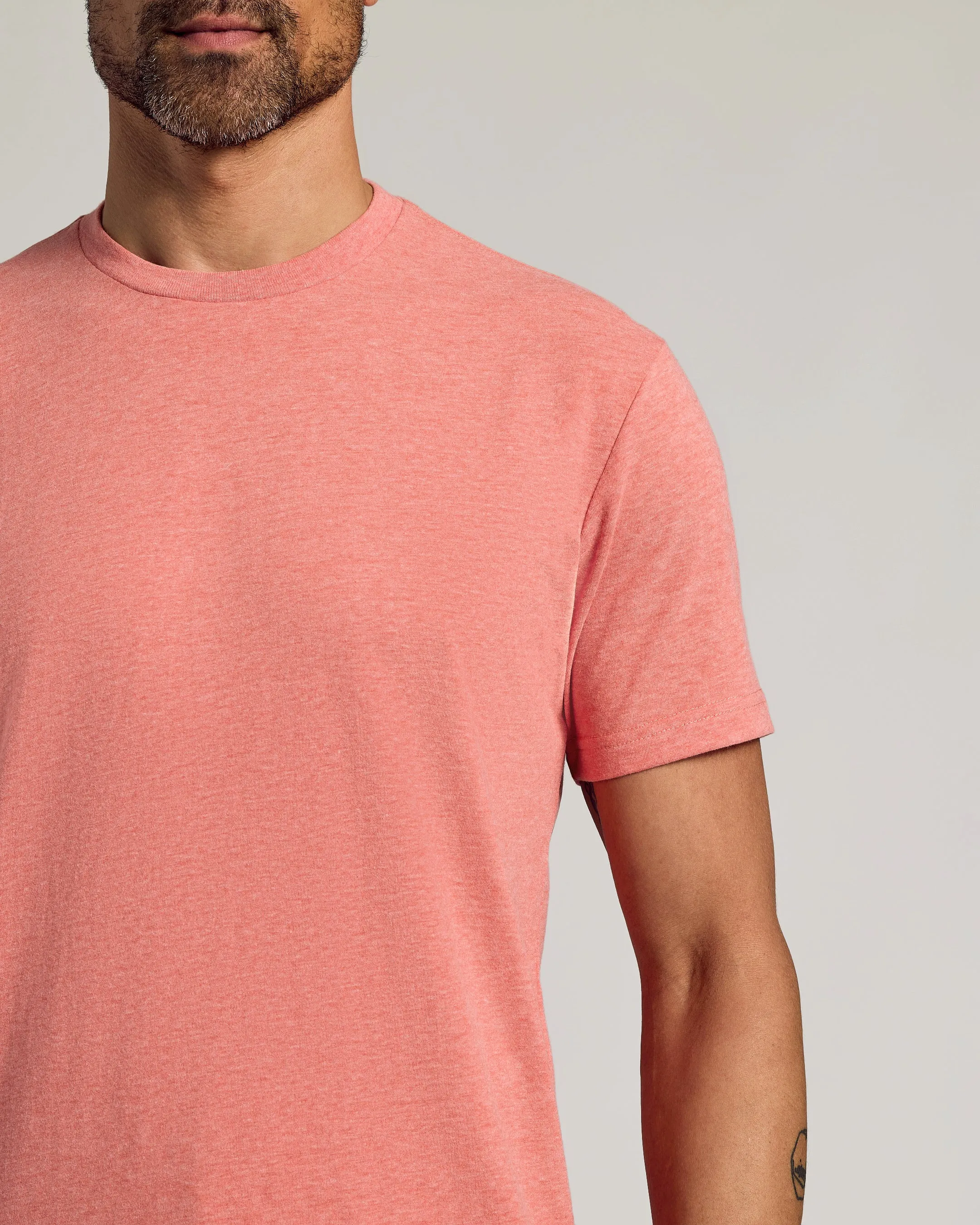Light Heather Vermilion Short Sleeve Crew Neck Tee