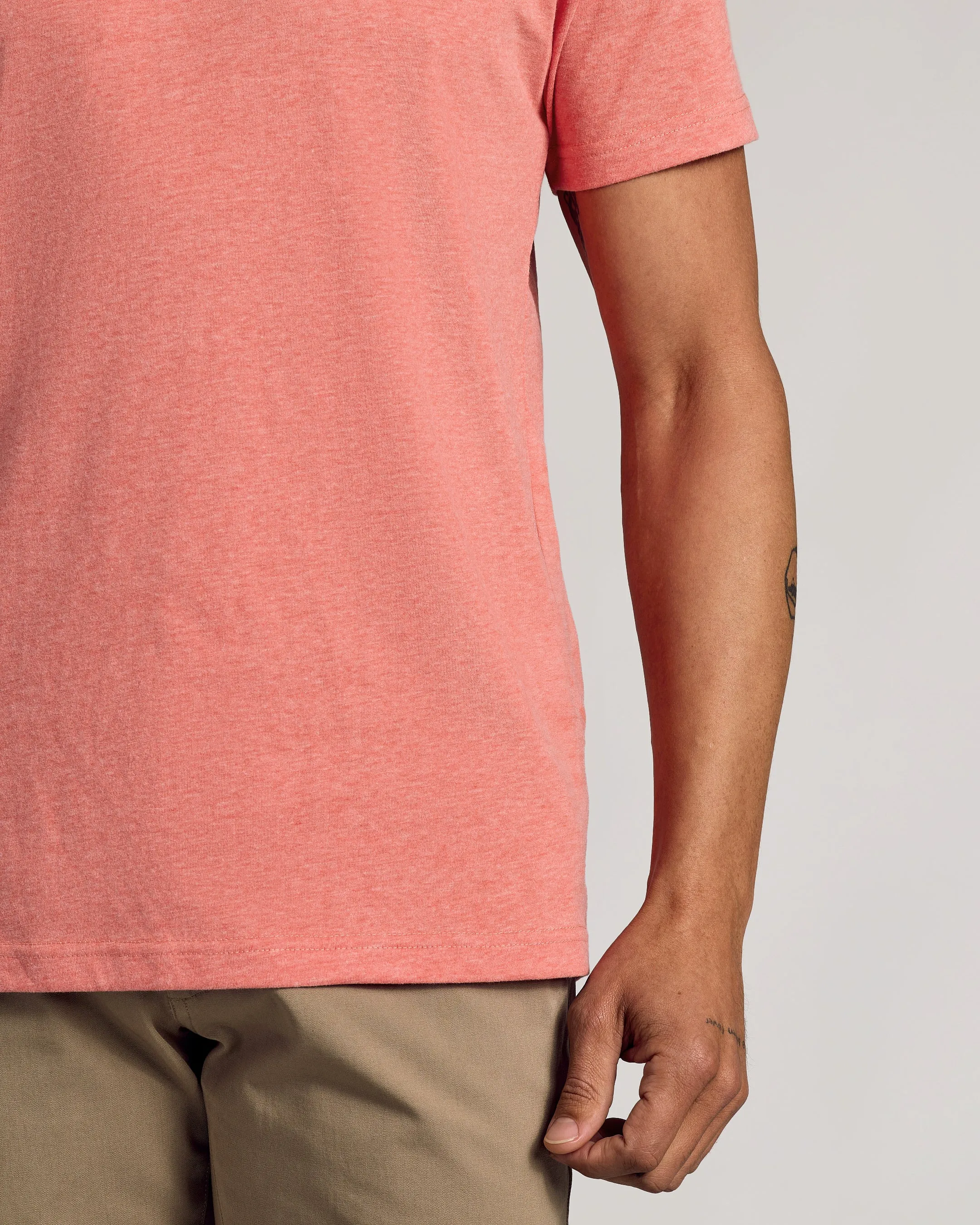 Light Heather Vermilion Short Sleeve Crew Neck Tee