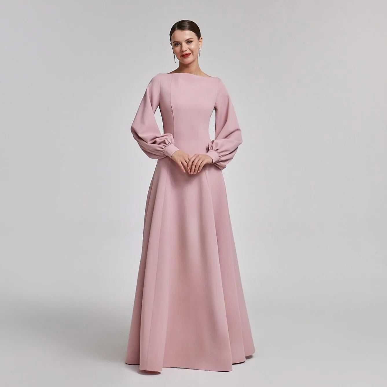 Light Pink Crepe A-Line Gown