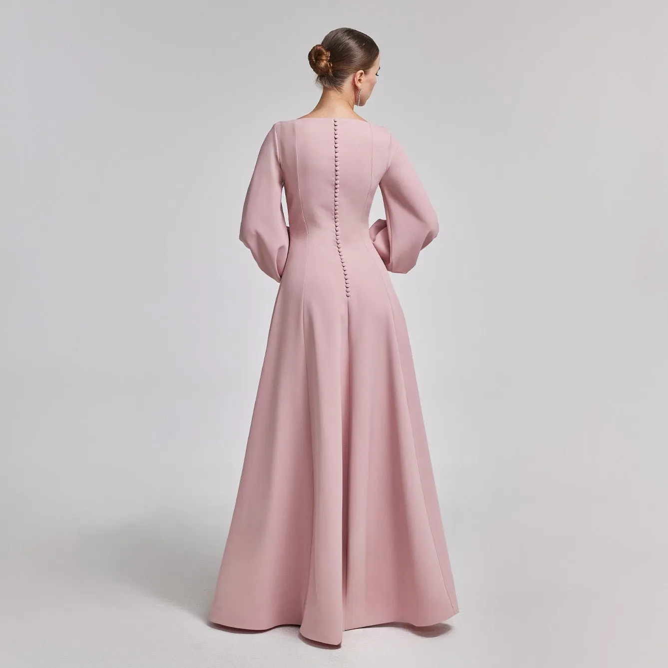 Light Pink Crepe A-Line Gown