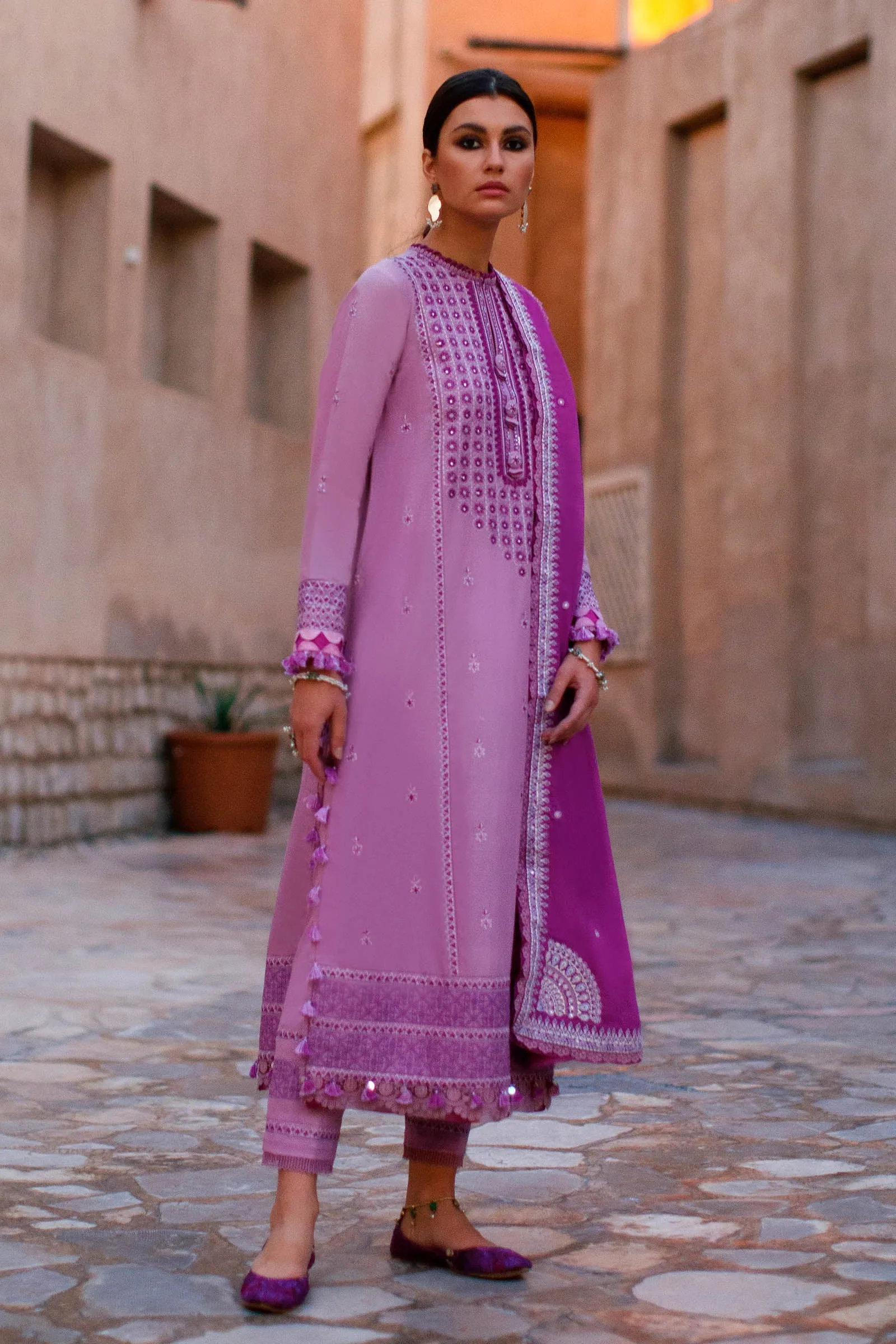 Lilac Salwar Kameez Pakistani Eid Dress in Premium Lawn