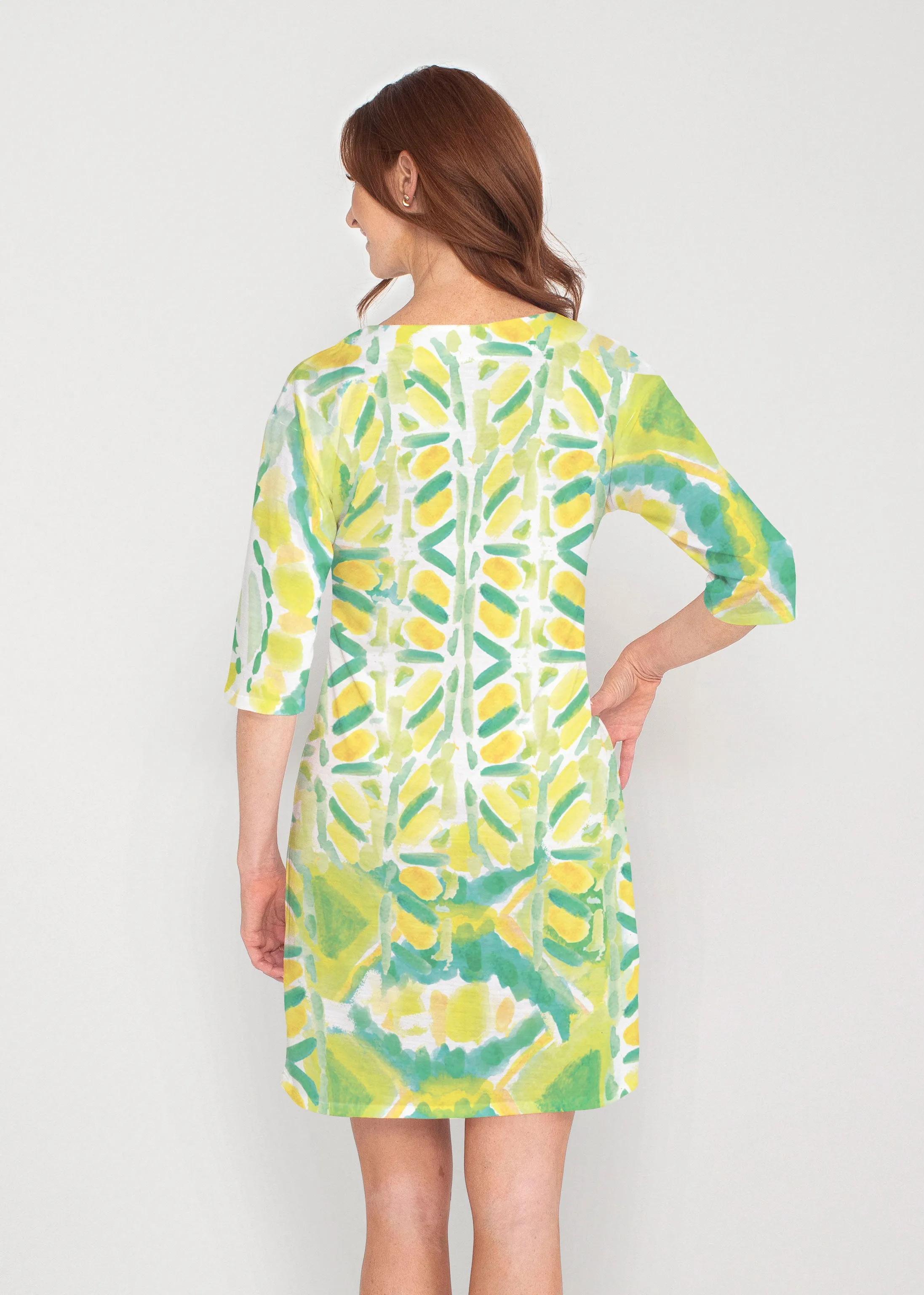 Limeade (17272) ~ Drop Shoulder 3/4 Sleeve V-Neck Dress