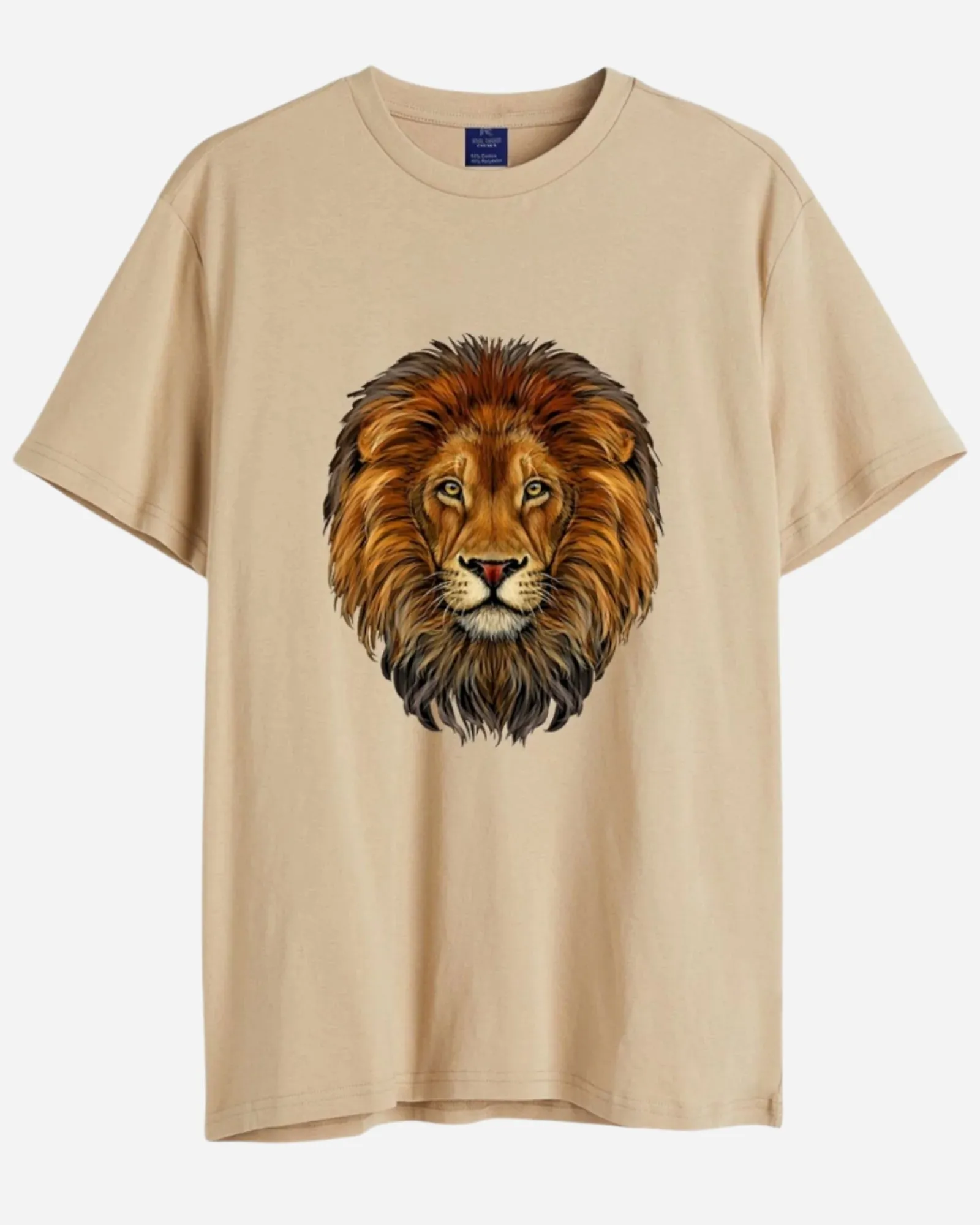Lion Half Sleeve Crew Neck T-shirt for Men