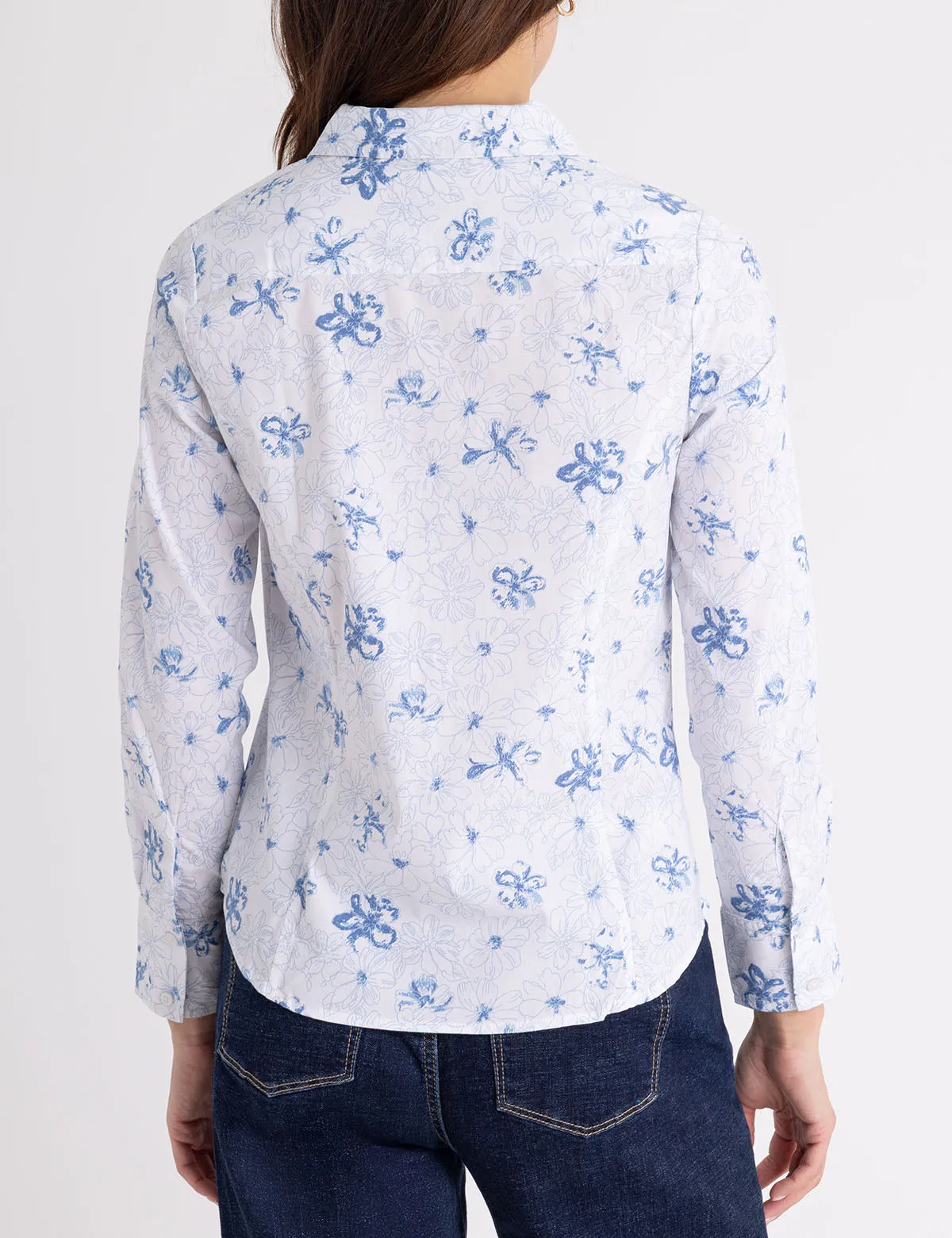 LONG SLEEVE FITTED PRINTED POPLIN SHIRT