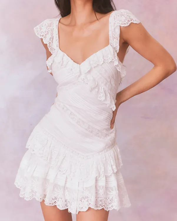 Love Shack Fancy Bensley Dress - True White