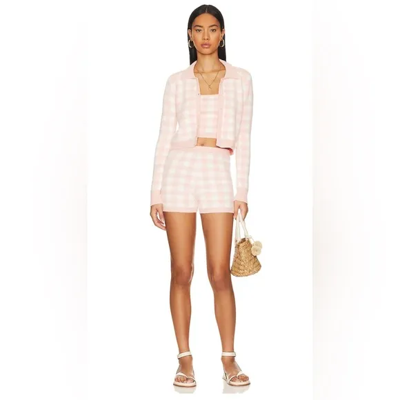 L*SPACE Francie Short Pink White Spring Fling Gingham