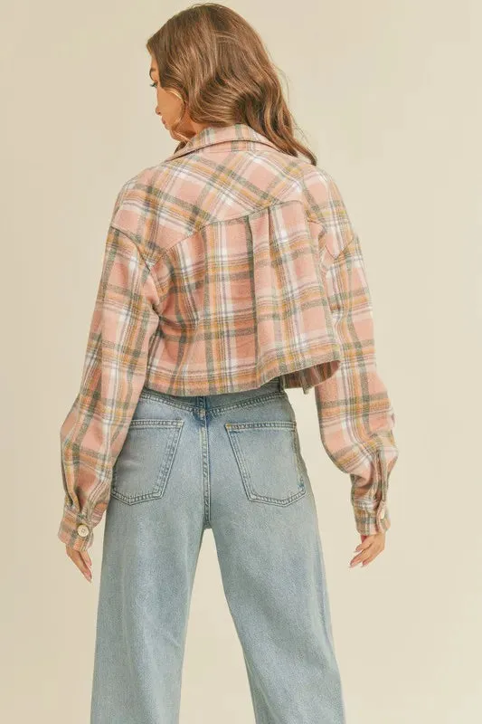 MABLE Plaid Flannel Crop Shacket