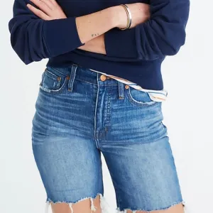 Madewell High-Rise Mid-Length Denim Blue Jean Shorts Women’s Size 26 NWT