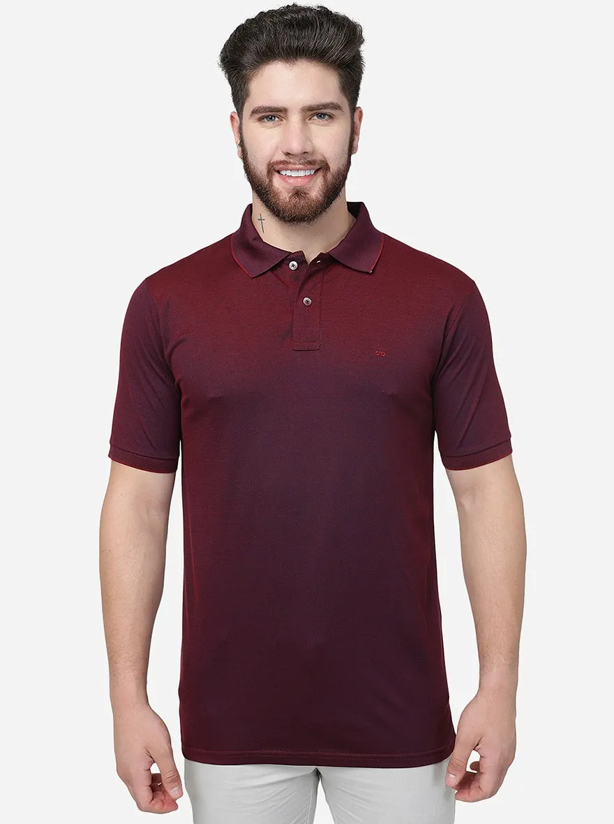 Maroon Solid Slim Fit Polo T-Shirt | JadeBlue