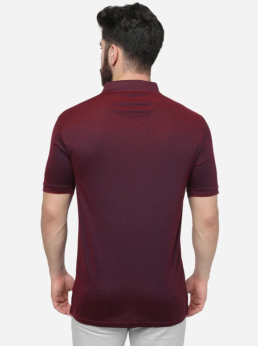 Maroon Solid Slim Fit Polo T-Shirt | JadeBlue