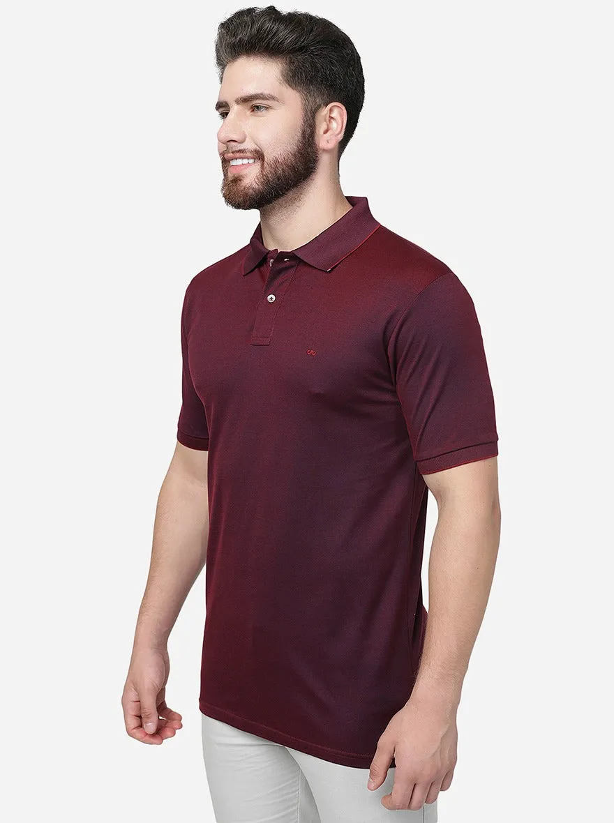 Maroon Solid Slim Fit Polo T-Shirt | JadeBlue