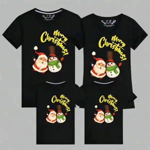 Matching Family Christmas T-Shirts – Santa & Snowman Festive Holiday Design