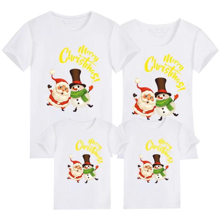 Matching Family Christmas T-Shirts – Santa & Snowman Festive Holiday Design