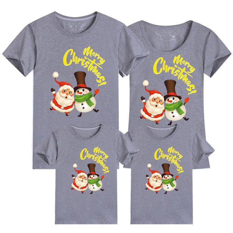 Matching Family Christmas T-Shirts – Santa & Snowman Festive Holiday Design