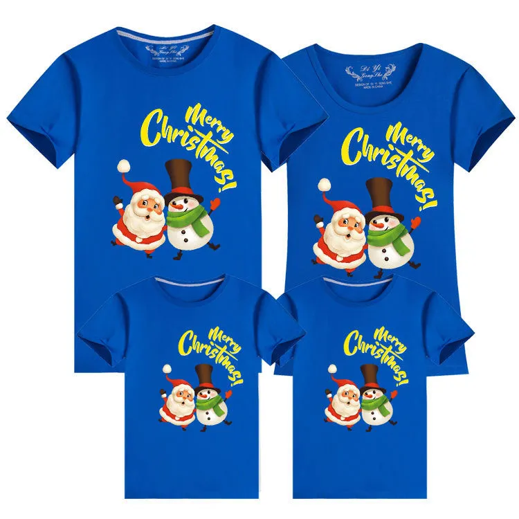 Matching Family Christmas T-Shirts – Santa & Snowman Festive Holiday Design
