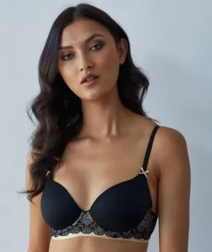 Me. by Bendon Geometric Lace Full Coverage Contour Bra - Black/Toasted Almond
