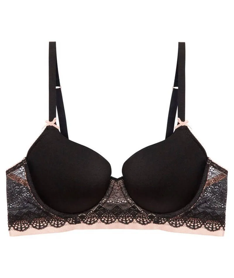 Me. by Bendon Geometric Lace Full Coverage Contour Bra - Black/Toasted Almond