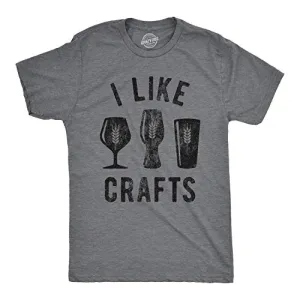 Mens I Like Crafts T Shirt Funny Beer Lover Brew Drinking Party Gift for Him Tee (Dark Heather Grey) - XL