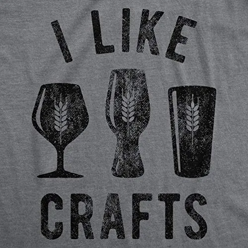 Mens I Like Crafts T Shirt Funny Beer Lover Brew Drinking Party Gift for Him Tee (Dark Heather Grey) - XL