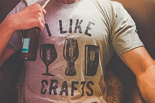 Mens I Like Crafts T Shirt Funny Beer Lover Brew Drinking Party Gift for Him Tee (Dark Heather Grey) - XL