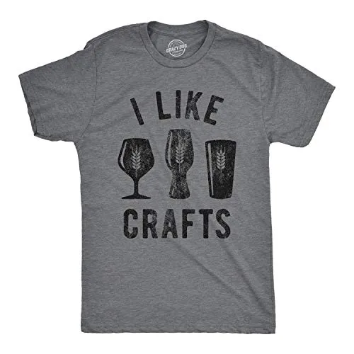 Mens I Like Crafts T Shirt Funny Beer Lover Brew Drinking Party Gift for Him Tee (Dark Heather Grey) - XL
