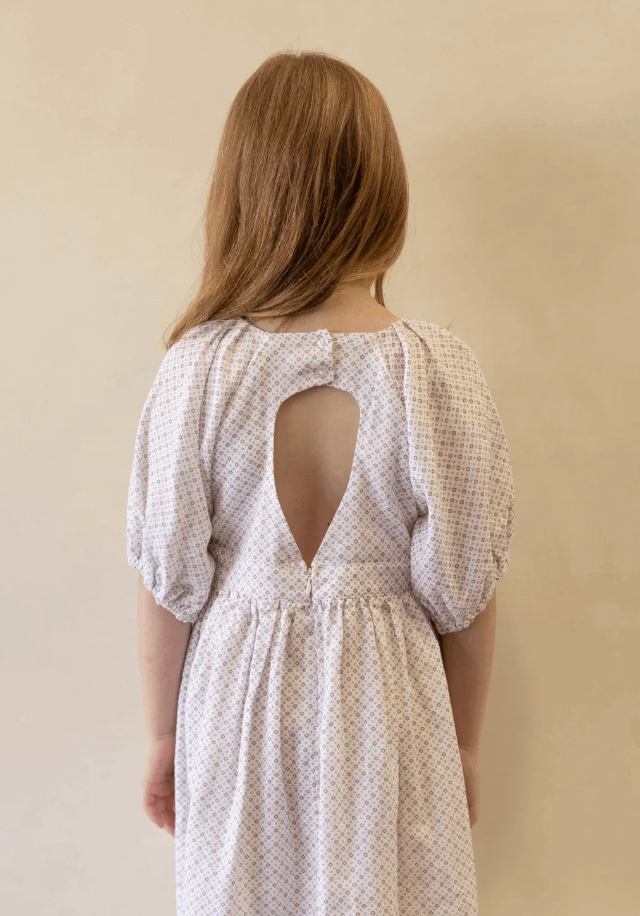 Miann & Co Kids - Keyhole Puff Sleeve Dress - Geo Print