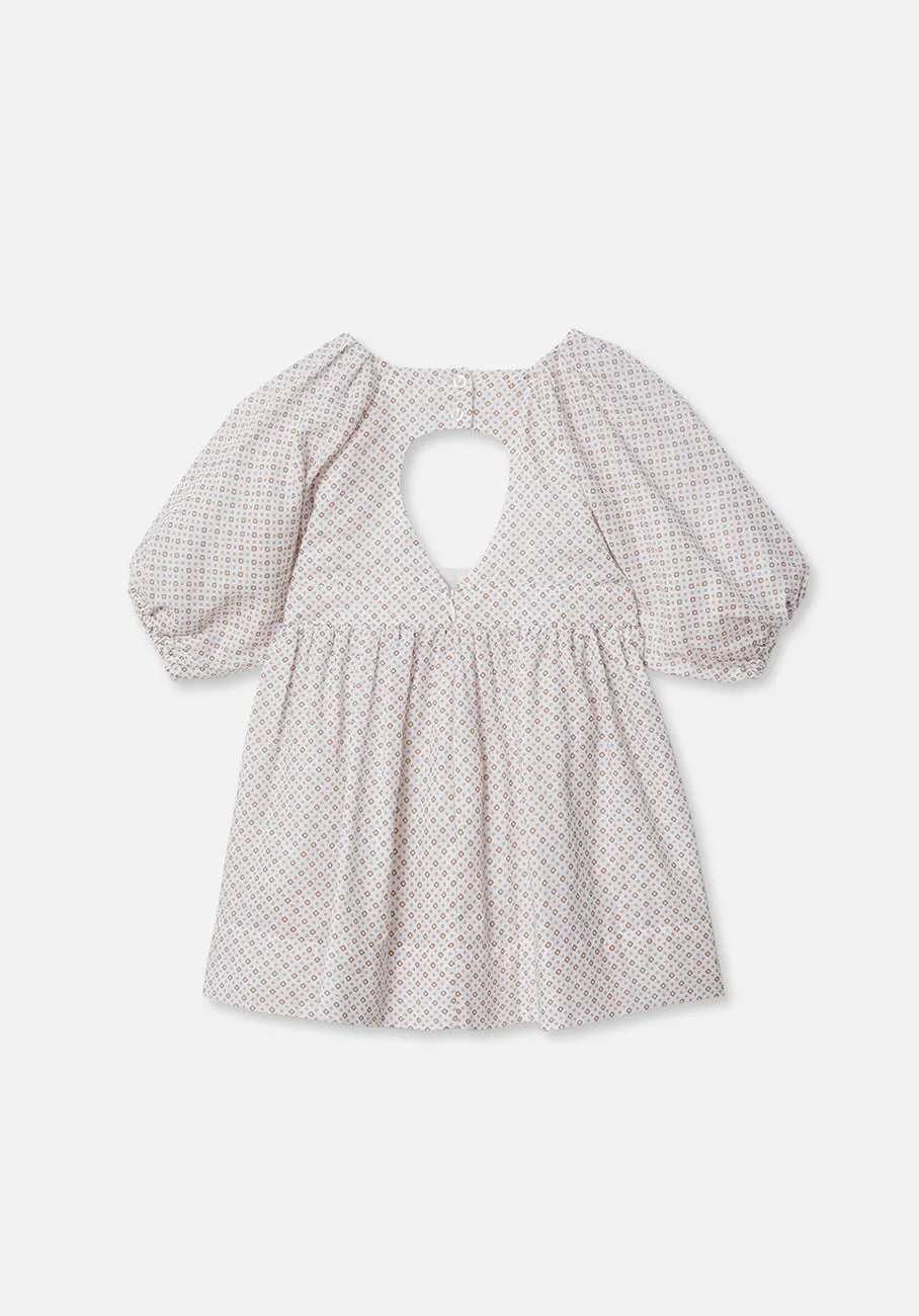 Miann & Co Kids - Keyhole Puff Sleeve Dress - Geo Print