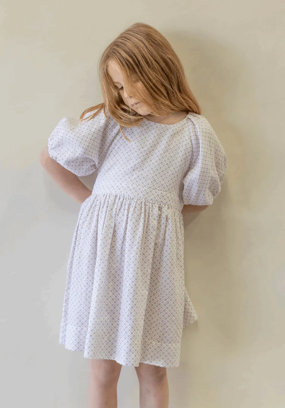 Miann & Co Kids - Keyhole Puff Sleeve Dress - Geo Print