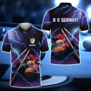 Michael - R U SERIOUS Team Billiard 9 Ball Thunder Lightning 3D Shirt - QB95