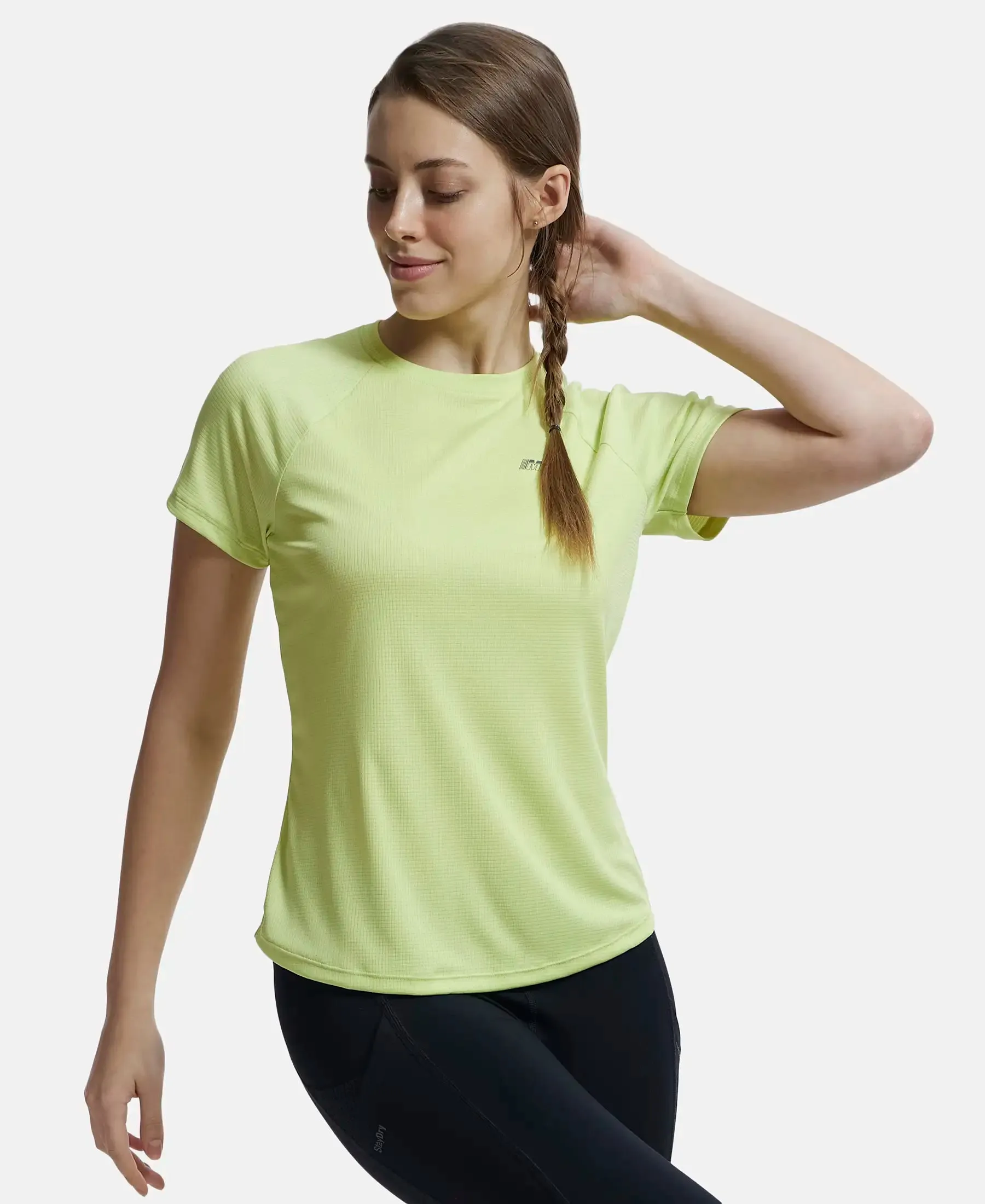 Microfiber Fabric Relaxed Fit Half Sleeve Breathable Mesh T-Shirt - Daiquiri Green