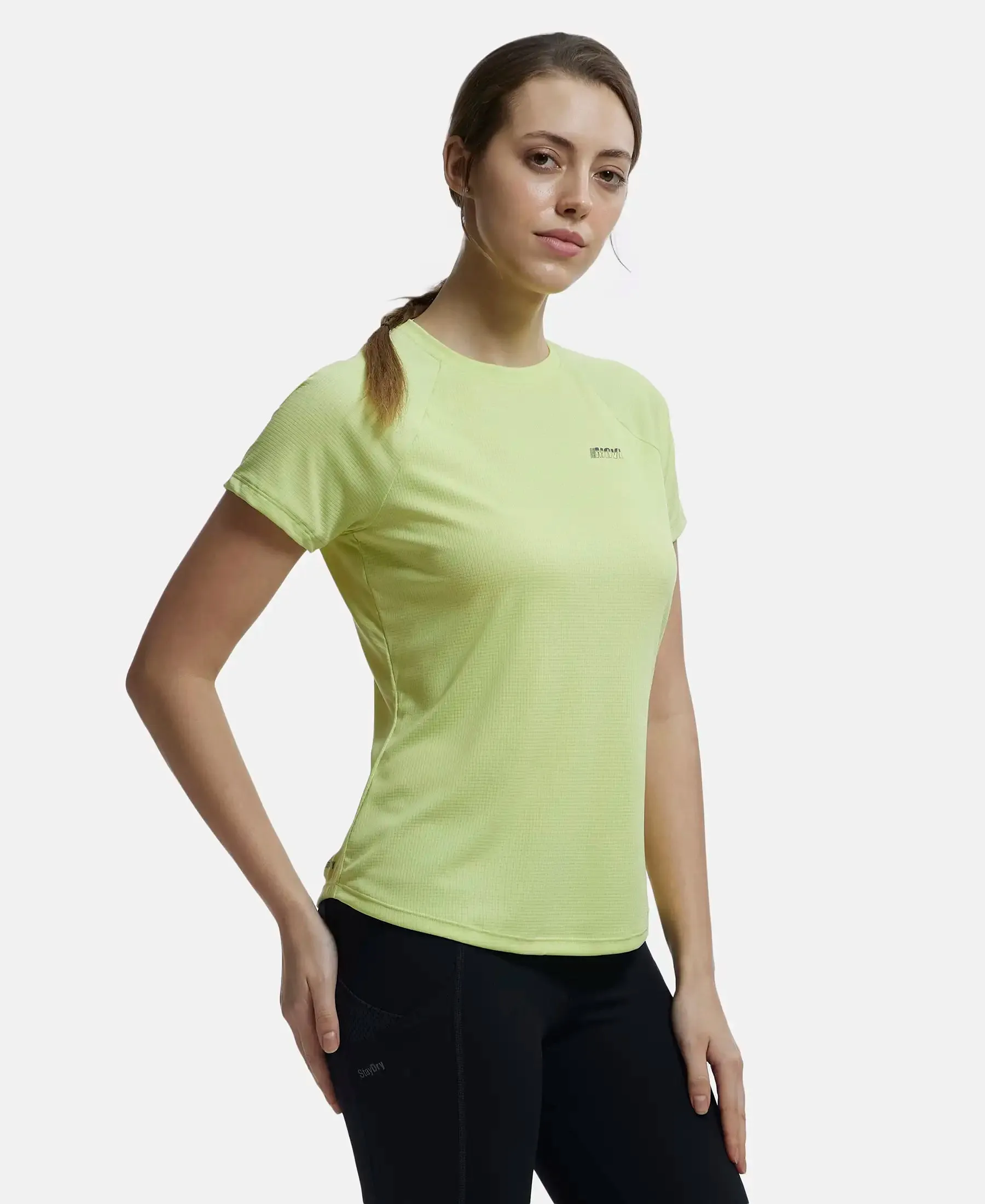 Microfiber Fabric Relaxed Fit Half Sleeve Breathable Mesh T-Shirt - Daiquiri Green