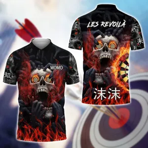 MOMO Skull Dartboard On Fire 3D Shirt - QB95